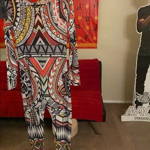 One piece see through multi color outfit